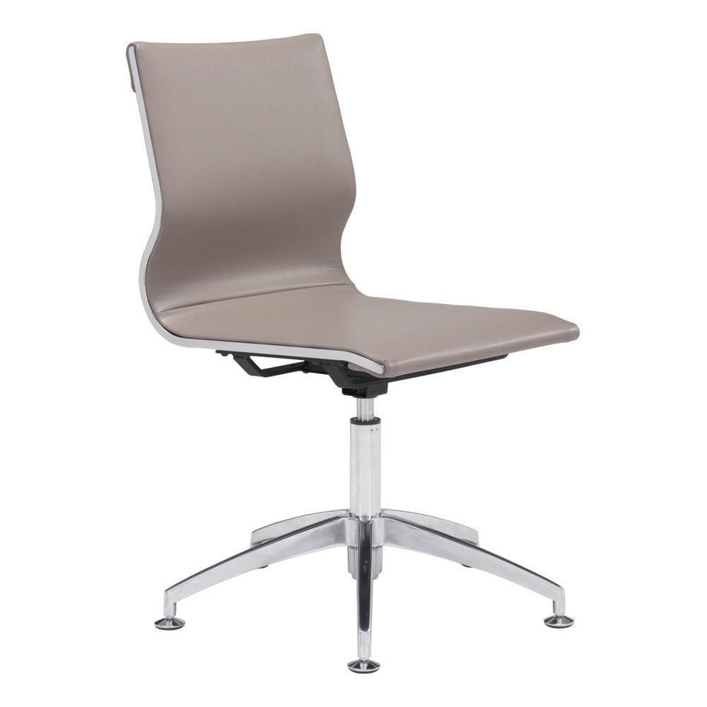 Taupe and Silver Swivel Faux Leather Conference Office Chair  Warm Home View