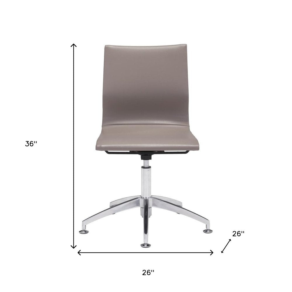 Taupe and Silver Swivel Faux Leather Conference Office Chair  Warm Home View