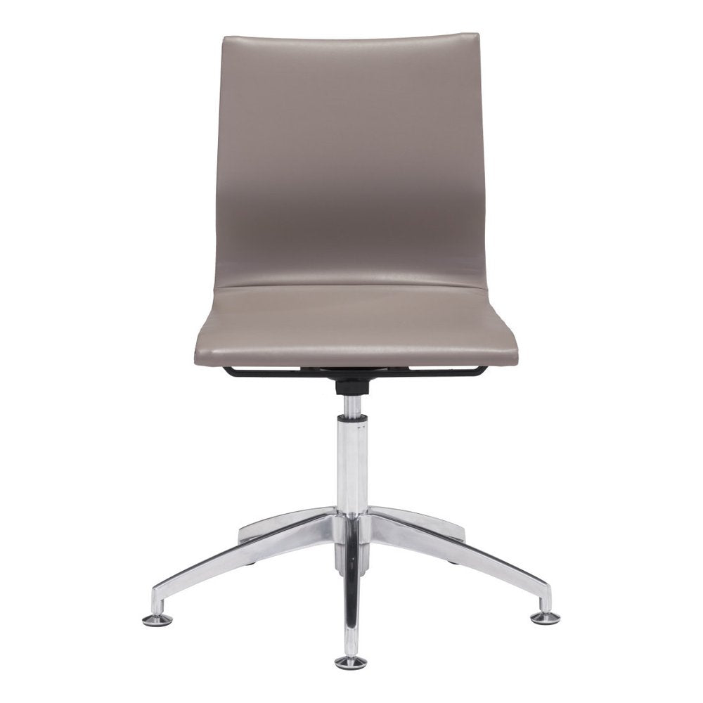 Taupe and Silver Swivel Faux Leather Conference Office Chair  Warm Home View