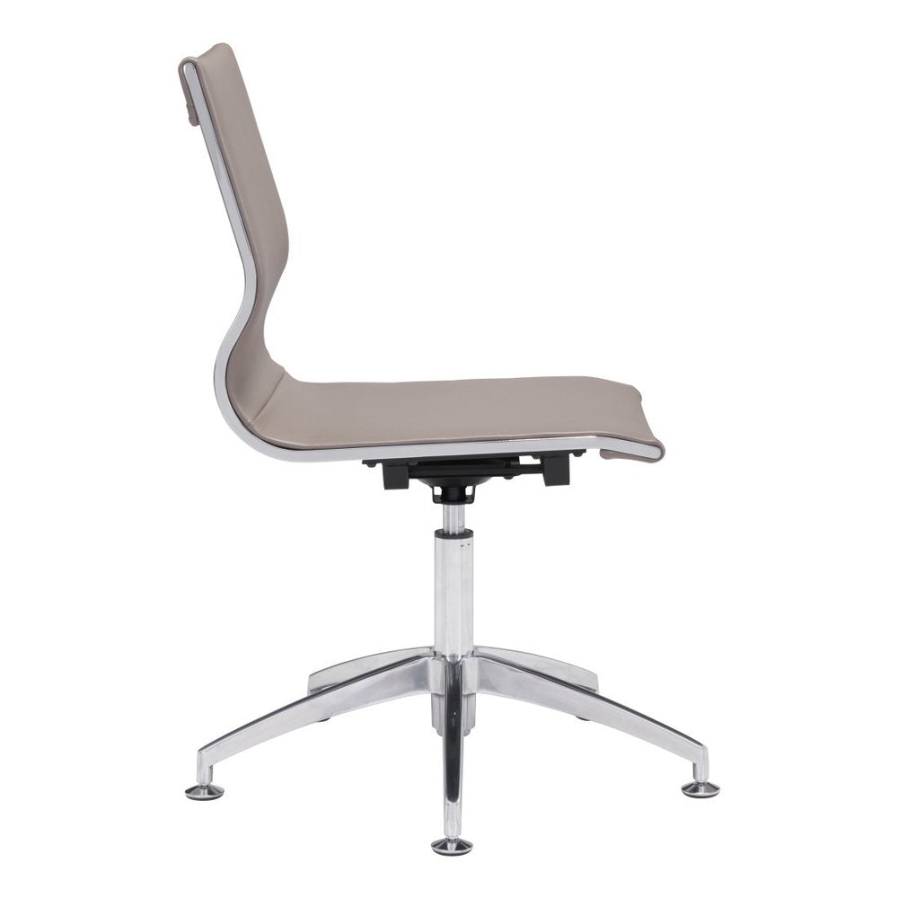 Taupe and Silver Swivel Faux Leather Conference Office Chair  Warm Home View