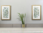 Set of Two Seafoam Green Watercolor Floral Wall Art  Warm Home View