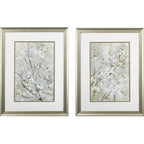 Set of Two Small White Flowers Wall Art  Warm Home View