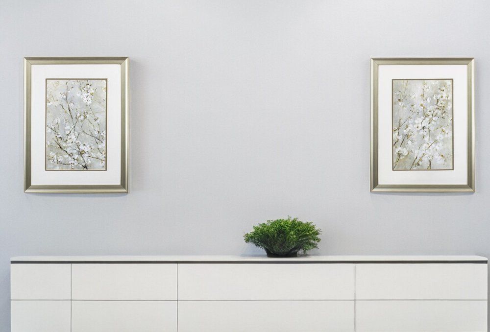 Set of Two Small White Flowers Wall Art  Warm Home View