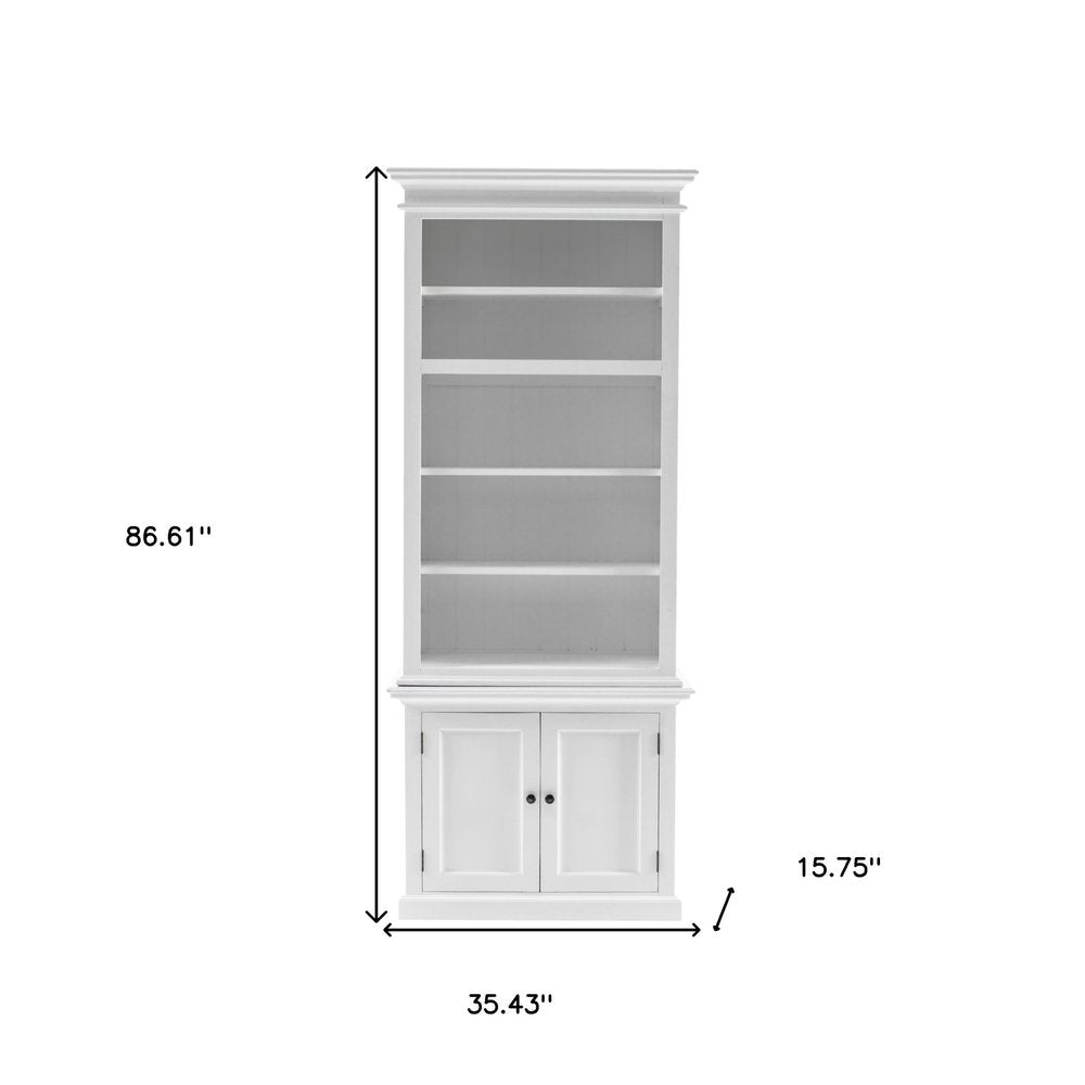 White Solid Wood Adjustable Four Tier Bookcase  Warm Home View