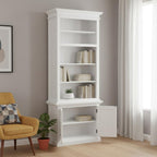 White Solid Wood Adjustable Four Tier Bookcase  Warm Home View