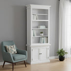 White Solid Wood Adjustable Four Tier Bookcase  Warm Home View
