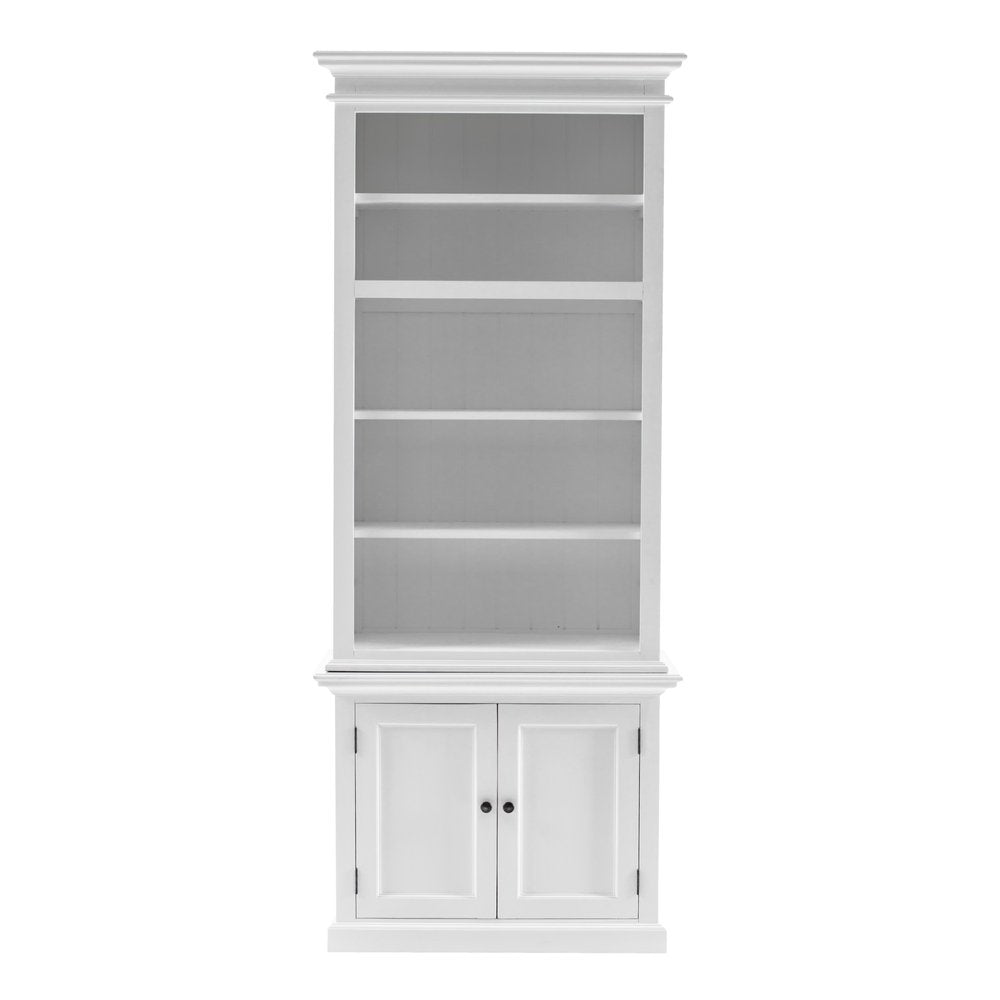 White Solid Wood Adjustable Four Tier Bookcase  Warm Home View