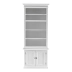 White Solid Wood Adjustable Four Tier Bookcase  Warm Home View