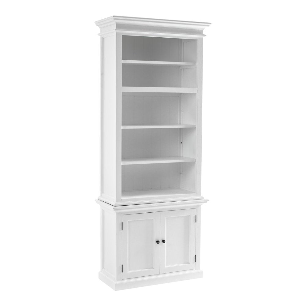 White Solid Wood Adjustable Four Tier Bookcase  Warm Home View