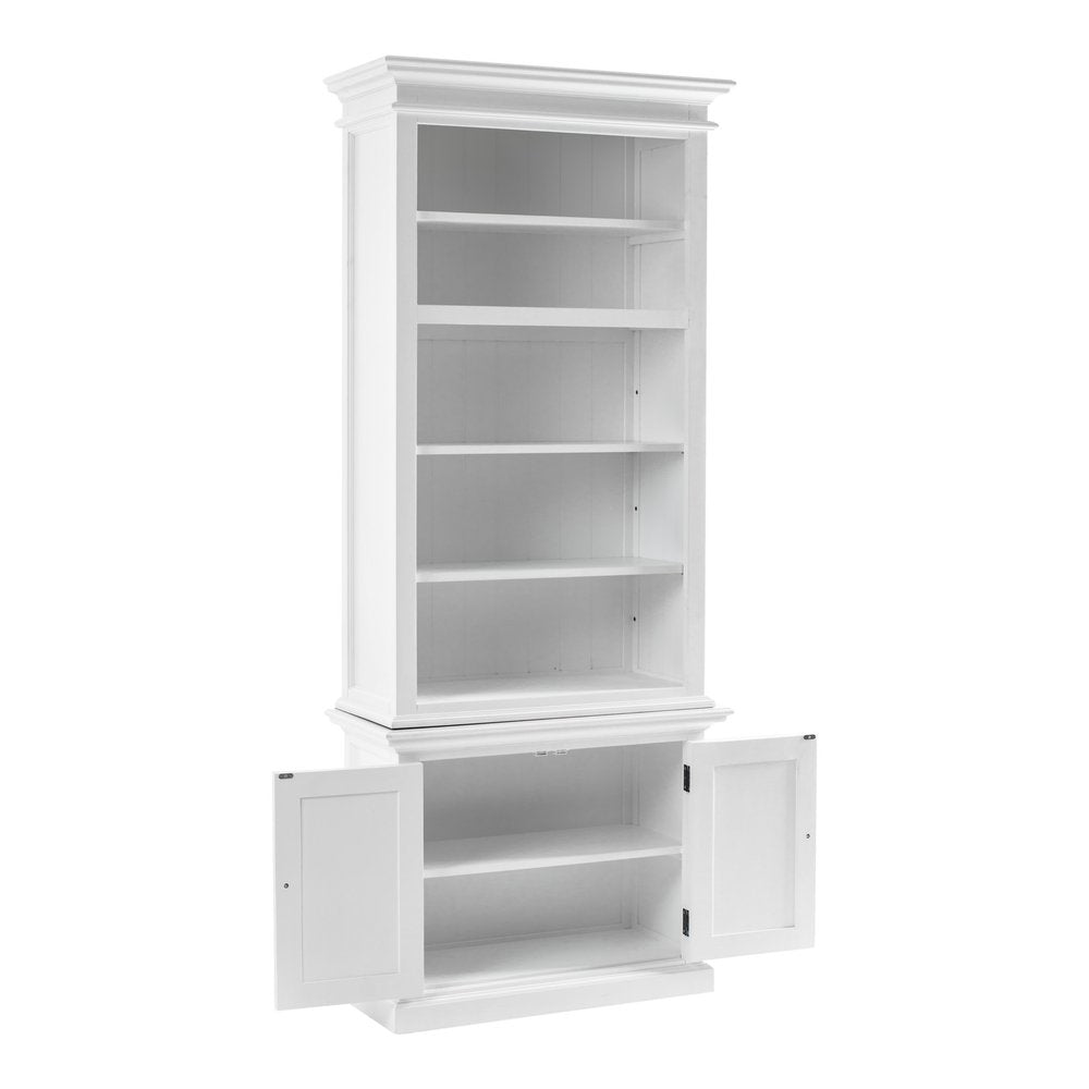 White Solid Wood Adjustable Four Tier Bookcase  Warm Home View