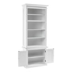 White Solid Wood Adjustable Four Tier Bookcase  Warm Home View