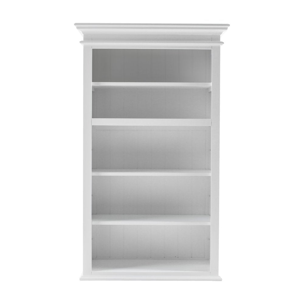 White Solid Wood Adjustable Four Tier Bookcase  Warm Home View