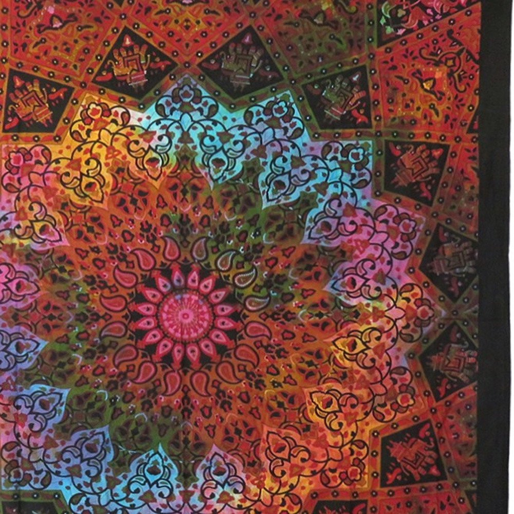 Black And Red Floral Cotton Twin Flat Sheet  Warm Home View