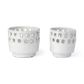 Set of Two White Abstract Cylinder Ceramic Table Vase  Warm Home View