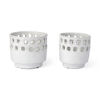 Set of Two White Abstract Cylinder Ceramic Table Vase  Warm Home View