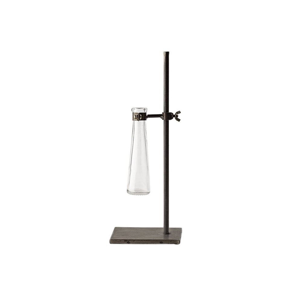 Set of Two Dark Brown Abstract Metal Cylinder Table Vases  Warm Home View