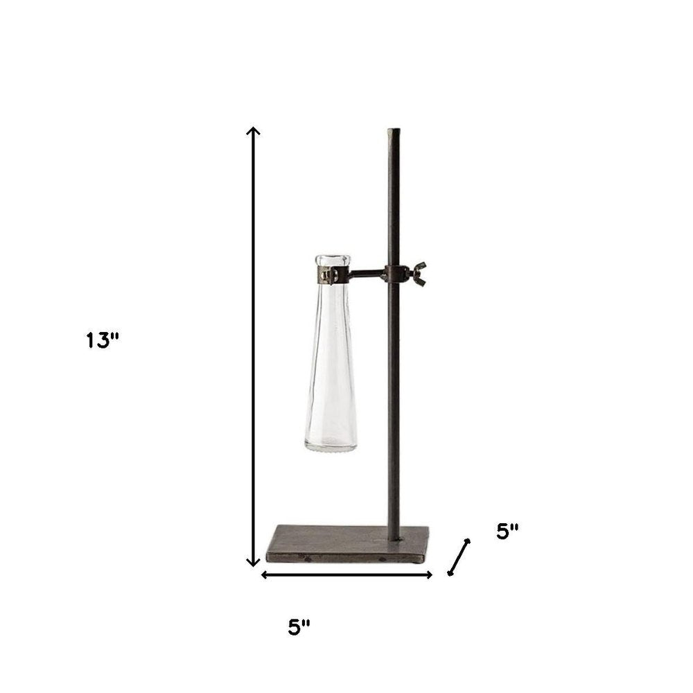 Set of Two Dark Brown Abstract Metal Cylinder Table Vases  Warm Home View