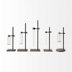 Set of Two Dark Brown Abstract Metal Cylinder Table Vases  Warm Home View