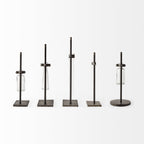 Set of Two Dark Brown Abstract Metal Cylinder Table Vases  Warm Home View