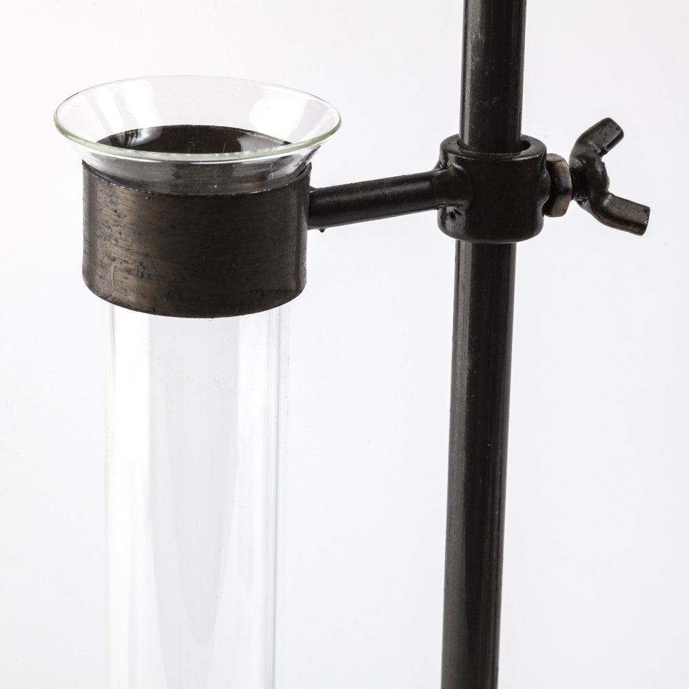 Set of Two Dark Brown Abstract Metal Cylinder Table Vases  Warm Home View