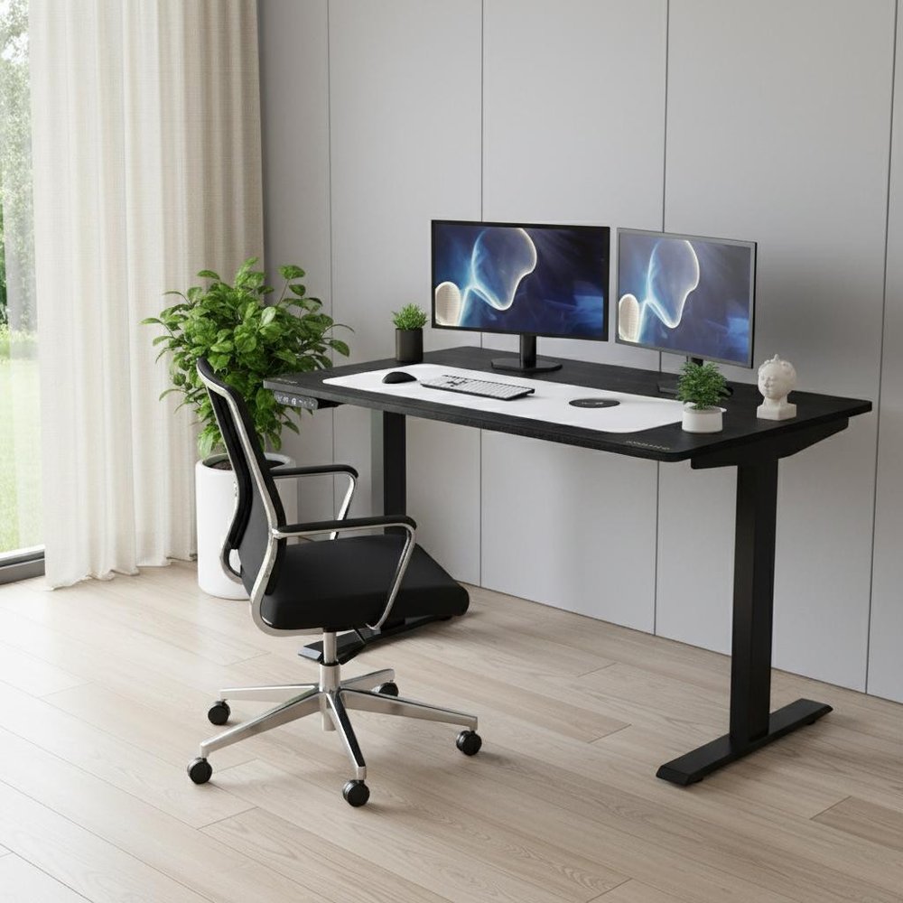 Adjustable Black Stainless Steel Rolling Computer Desk  Warm Home View