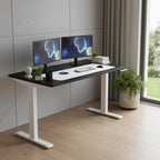 Adjustable Black and White Wood and Stainless Steel Rolling Computer Desk  Warm Home View