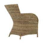 Set of Two Tan Textured Outdoor Dining Chairs with Beige Cushions  Warm Home View