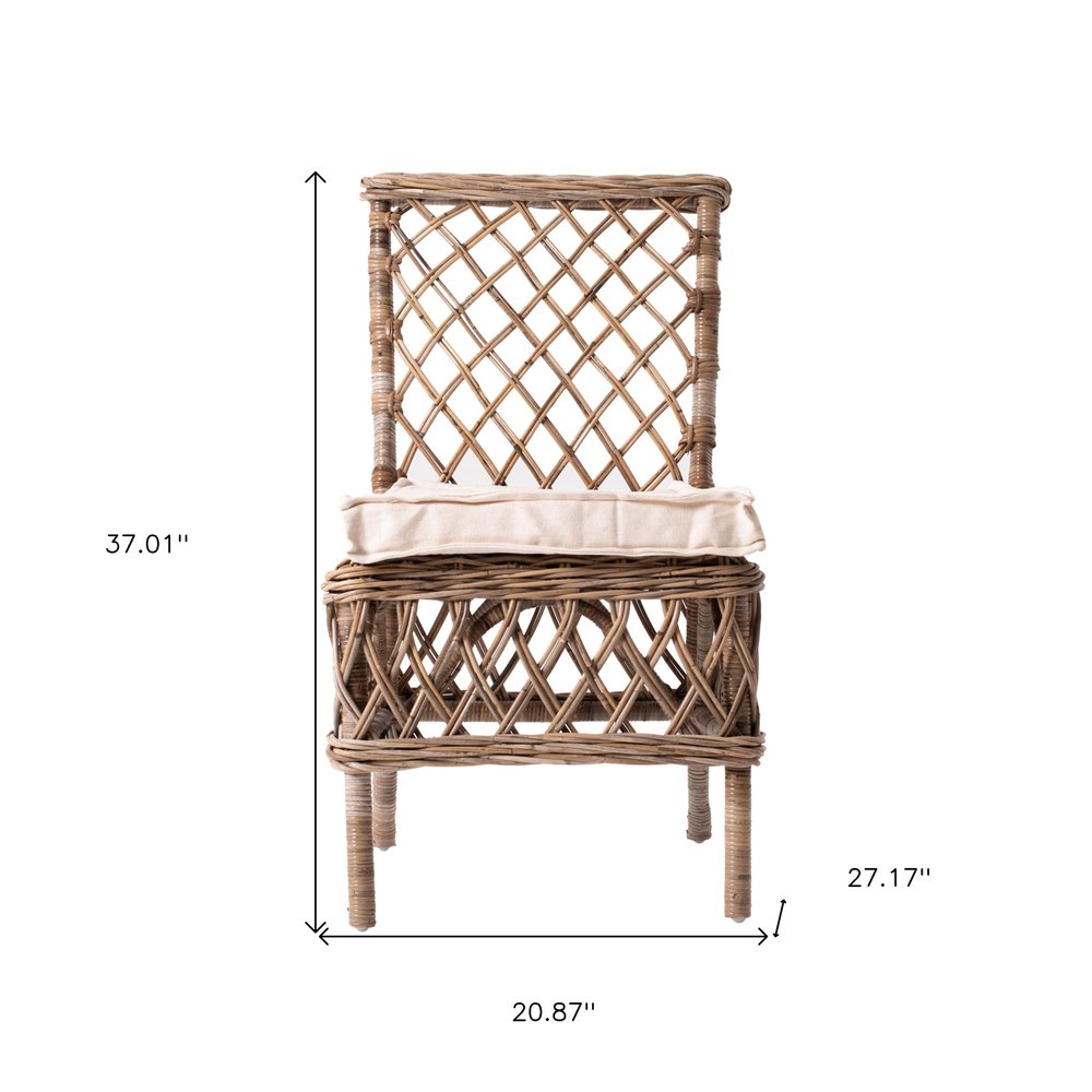 Set of Two Cream Woven Rattan Outdoor Accent Chairs  Warm Home View