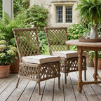 Set of Two Cream Woven Rattan Outdoor Accent Chairs  Warm Home View