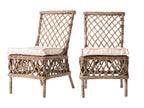 Set of Two Cream Woven Rattan Outdoor Accent Chairs  Warm Home View