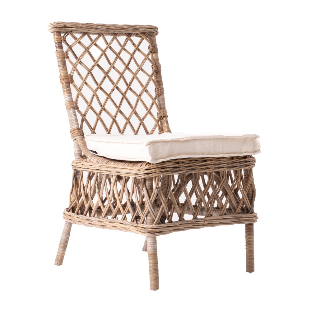 Set of Two Cream Woven Rattan Outdoor Accent Chairs  Warm Home View