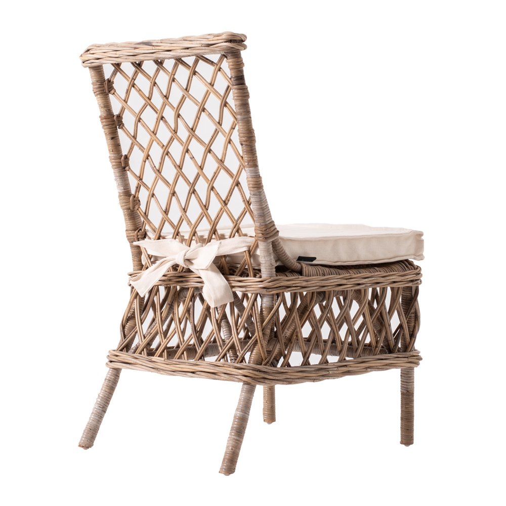 Set of Two Cream Woven Rattan Outdoor Accent Chairs  Warm Home View