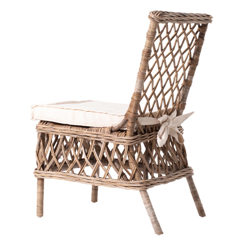 Set of Two Cream Woven Rattan Outdoor Accent Chairs  Warm Home View