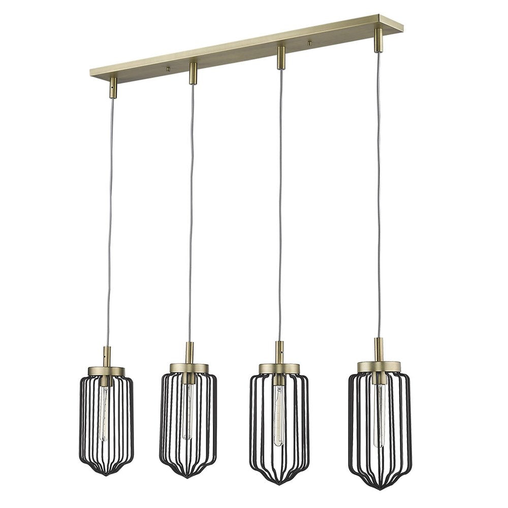 Reece 4-Light Aged Brass Island Pendant  Warm Home View