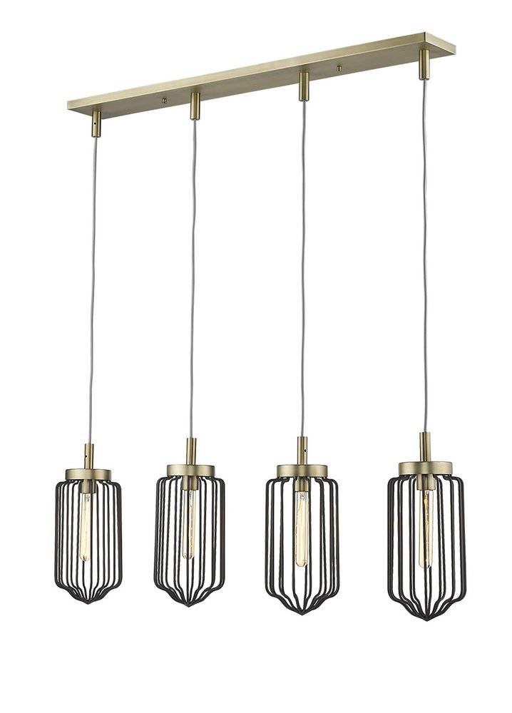 Reece 4-Light Aged Brass Island Pendant  Warm Home View