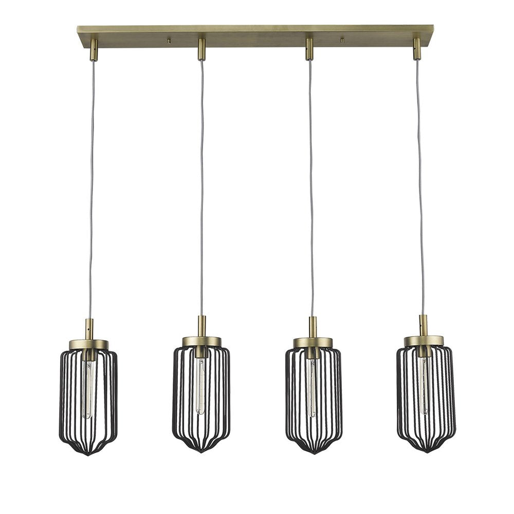 Reece 4-Light Aged Brass Island Pendant  Warm Home View
