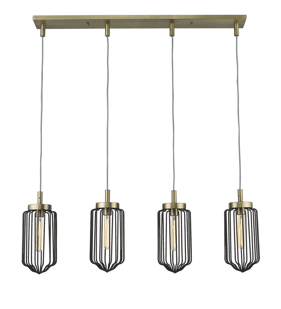 Reece 4-Light Aged Brass Island Pendant  Warm Home View