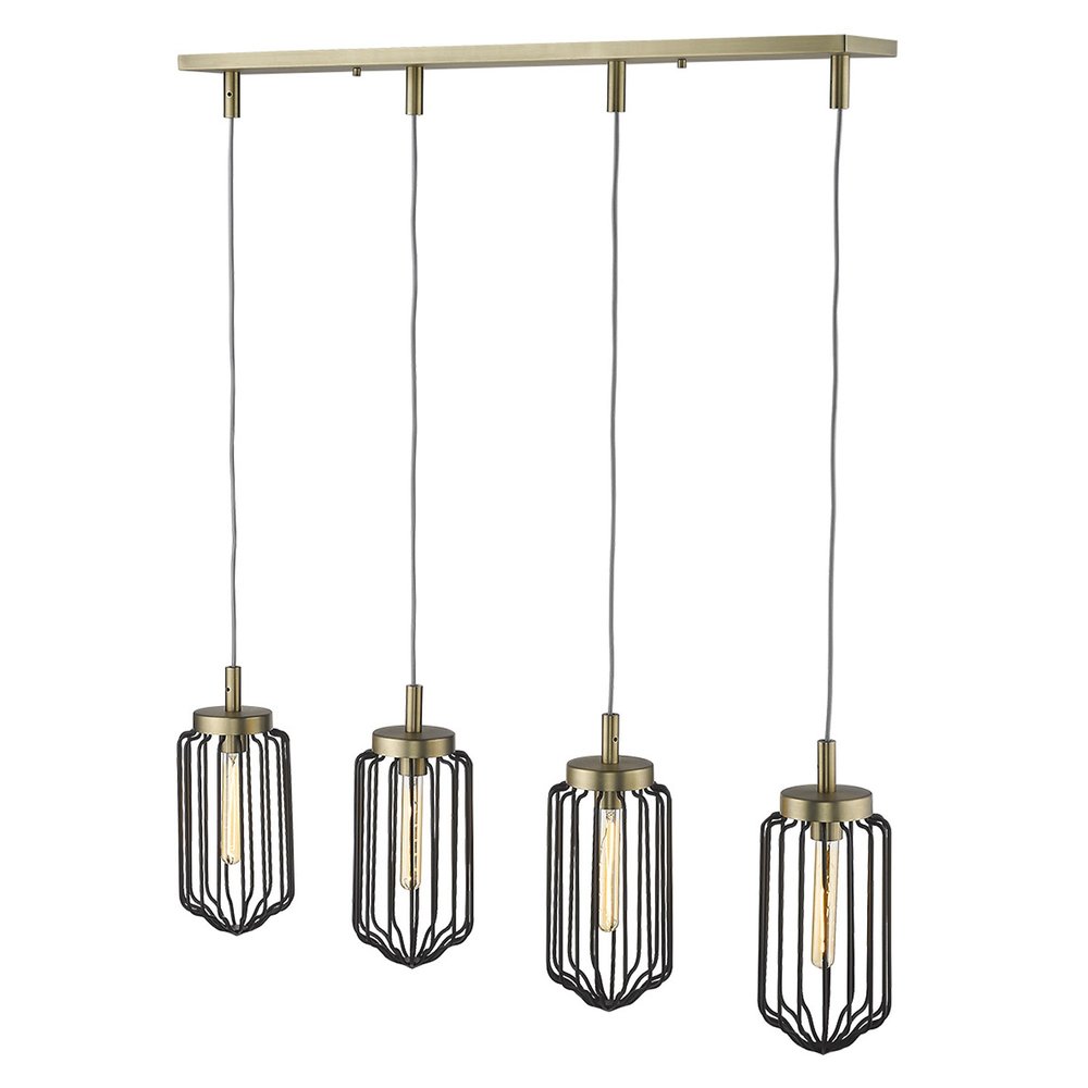 Reece 4-Light Aged Brass Island Pendant  Warm Home View