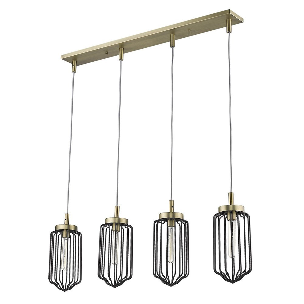 Reece 4-Light Aged Brass Island Pendant  Warm Home View