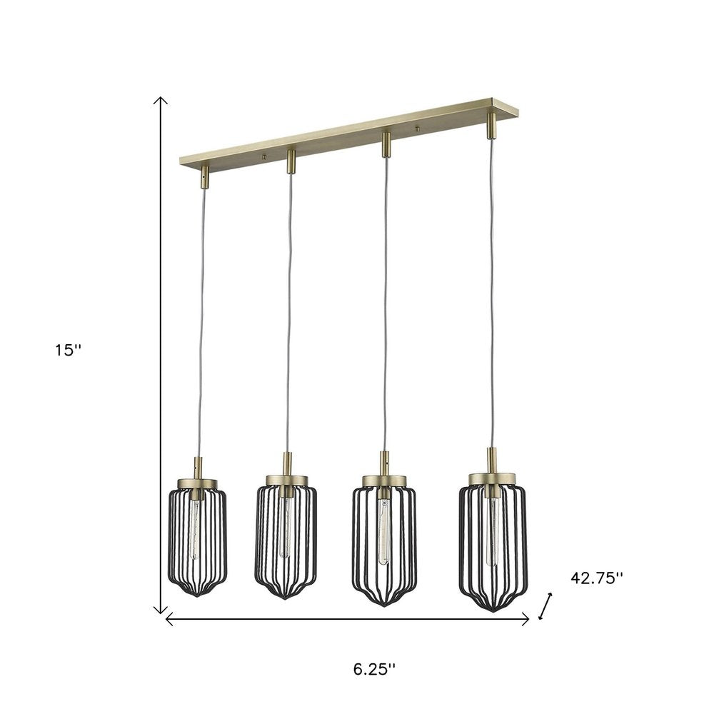 Reece 4-Light Aged Brass Island Pendant  Warm Home View