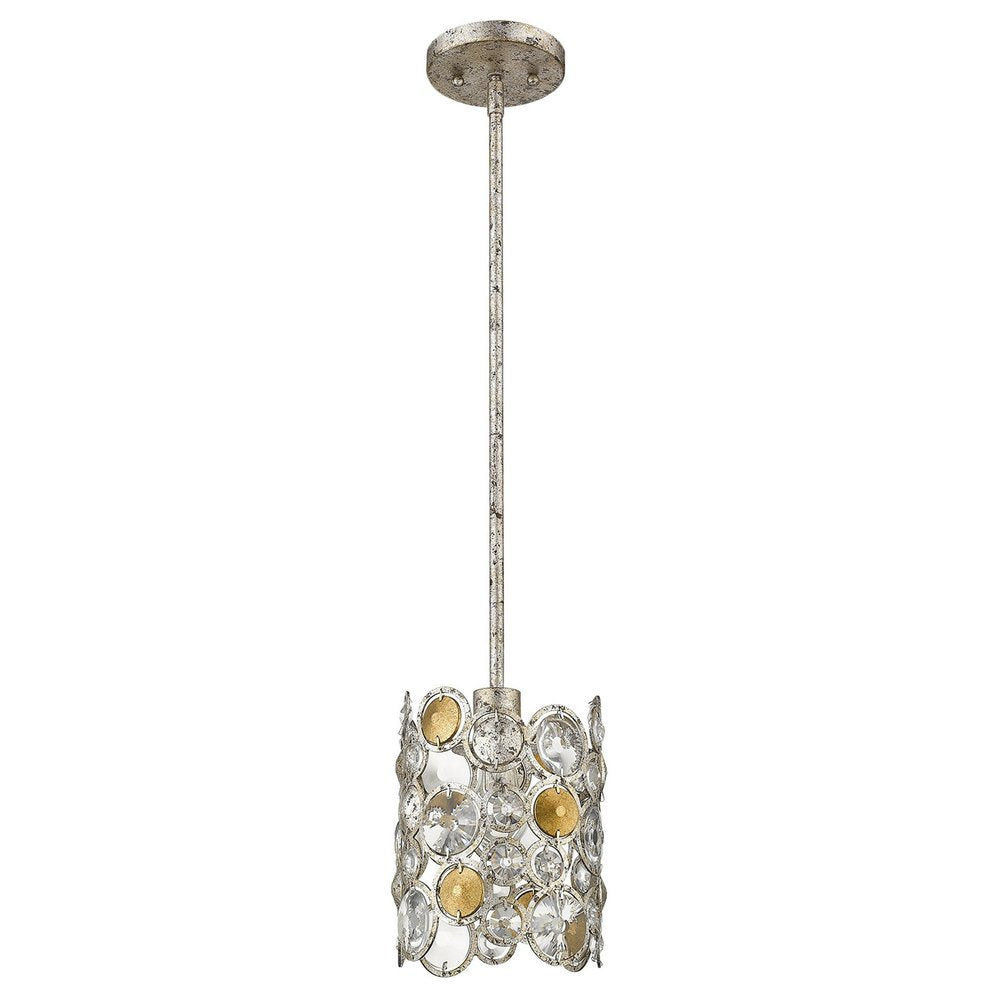 Vitozzi 1-Light Antique Silver Leaf Pendant  Warm Home View