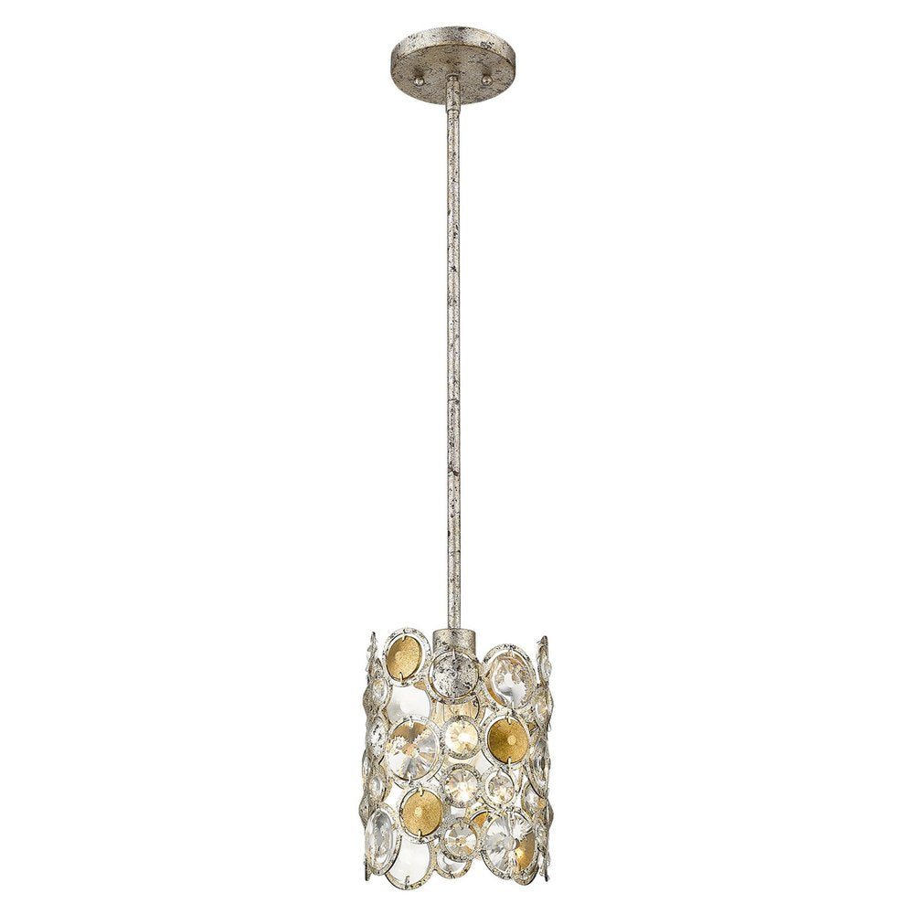 Vitozzi 1-Light Antique Silver Leaf Pendant  Warm Home View