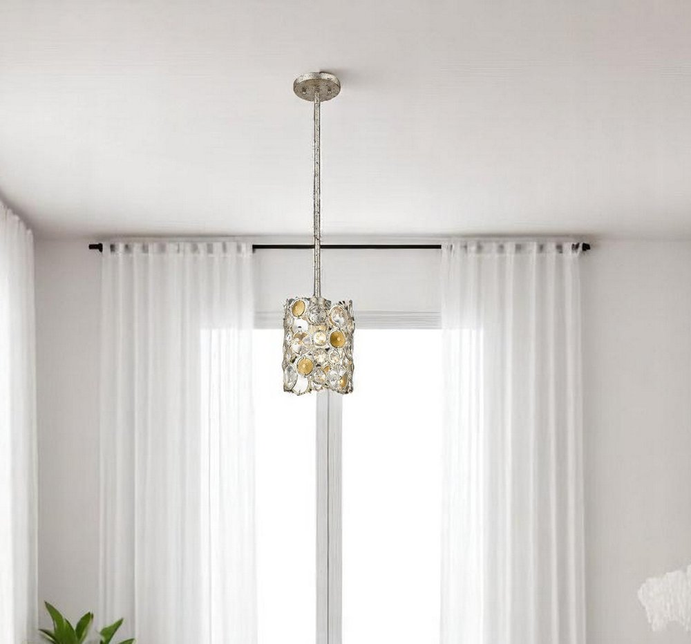 Vitozzi 1-Light Antique Silver Leaf Pendant  Warm Home View