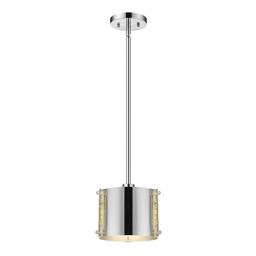 Zoom 1-Light Polished Stainless Steel Pendant With Seeded Acrylic Accents  Warm Home View