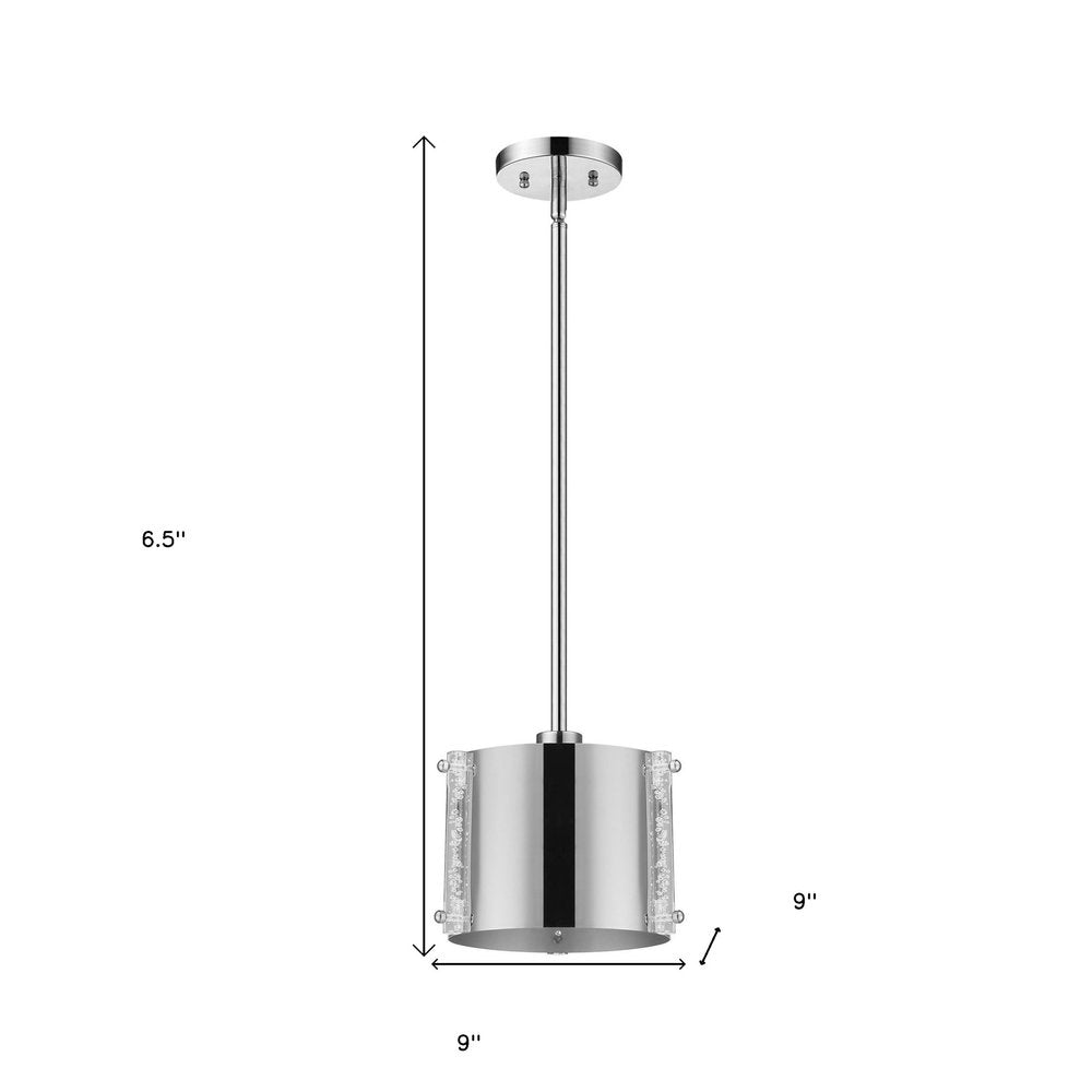 Zoom 1-Light Polished Stainless Steel Pendant With Seeded Acrylic Accents  Warm Home View