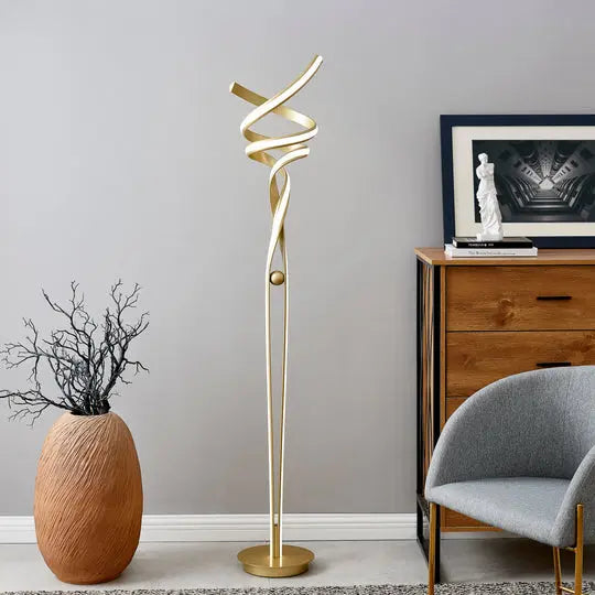 Munich LED Sandy Gold 63" Floor Lamp // Dimmable  Warm Home View