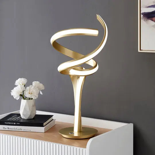 Munich Gold Table Lamp // Natural White LED Strip & Touch Dimmer  Warm Home View