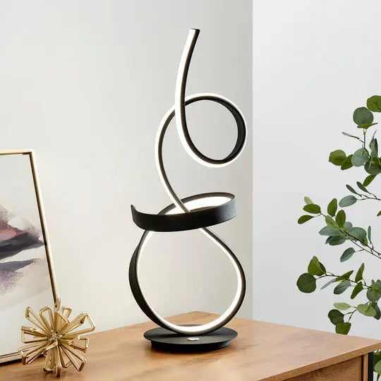 Amsterdam Black Table Lamp - LED Strip & Touch Dimmer  Warm Home View