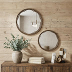 Set of Two Gold Round Ornate Framed Accent Mirrors  Warm Home View