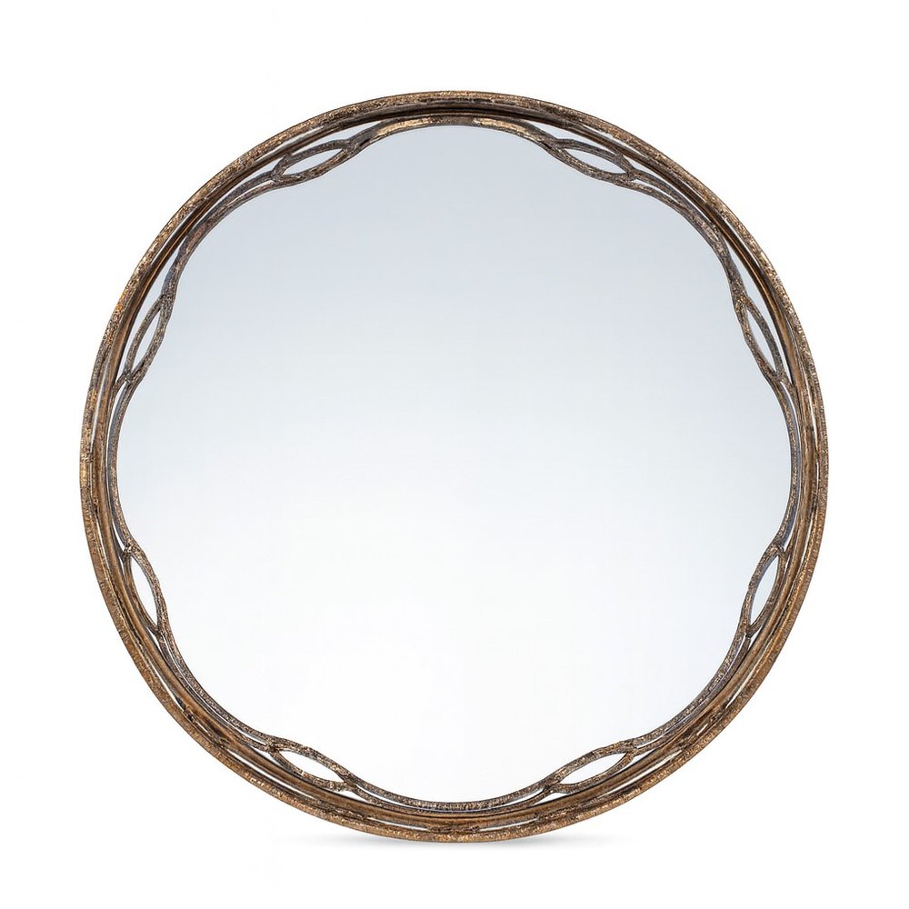 Set of Two Gold Round Ornate Framed Accent Mirrors  Warm Home View